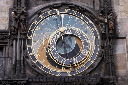 Famous medieval astronomical clock in Prague, Czech Republicの写真素材