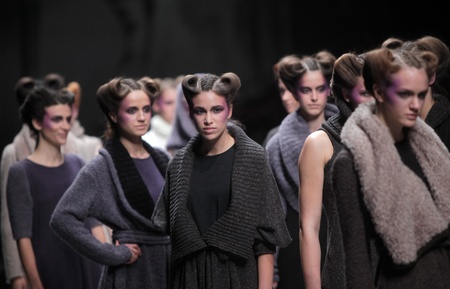 ZAGREB, CROATIA - MARCH 16: Fashion model wears clothes made by Arena by Galas on "Dove FASHION.HR" show on March 16, 2012 in Zagreb, Croatia.のeditorial素材