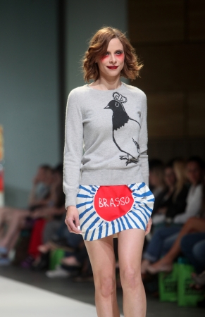 ZAGREB, CROATIA - May 10: Fashion model wears clothes made by The Rodnik Band on のeditorial素材
