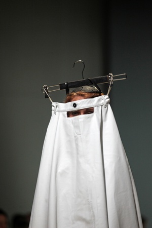 ZAGREB, CROATIA - May 11: Fashion model wears clothes made by Safak Tokur on "ZAGREB FASHION WEEK" show on May 11, 2012 in Zagreb, Croatia.のeditorial素材