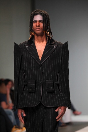 ZAGREB, CROATIA - May 11: Fashion model wears clothes made by Safak Tokur on "ZAGREB FASHION WEEK" show on May 11, 2012 in Zagreb, Croatia.のeditorial素材