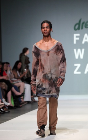 ZAGREB, CROATIA - May 11: Fashion model wears clothes made by Julia and Ben on "ZAGREB FASHION WEEK" show on May 11, 2012 in Zagreb, Croatia.のeditorial素材