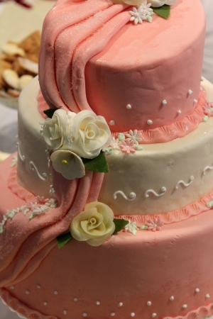 Delicious decorated wedding cakeの写真素材