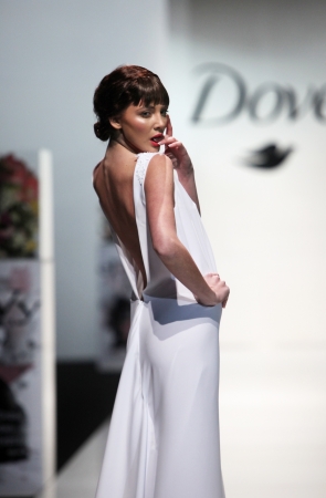 ZAGREB, CROATIA - MARCH 15  Fashion model wears clothes made by eNVy Room on  PERWOLL FASHION HR  show on March 15, 2013 in Zagreb, Croatia のeditorial素材
