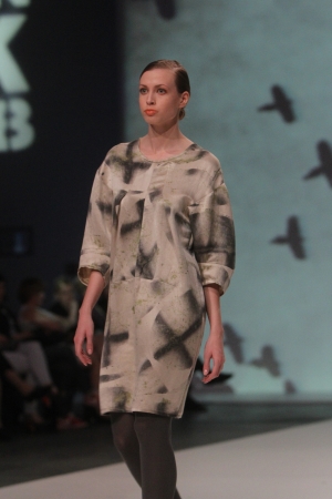 ZAGREB, CROATIA - May 09  Fashion model wears clothes made by KATRIEN VAN HECKE on  ZAGREB FASHION WEEK  show on May 09, 2013 in Zagreb, Croatia のeditorial素材