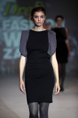 ZAGREB, CROATIA - May 10  Fashion model wears clothes made by Maja Hrastinski on  ZAGREB FASHION WEEK  show on May 10, 2013 in Zagreb, Croatia のeditorial素材