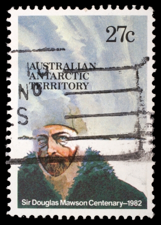 AUSTRALIA - CIRCA 1982: A stamp printed in Australian Antartic Territory dedicated to Sir Douglas Mawson, circa 1982のeditorial素材