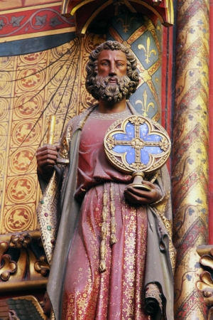 Statue of the Apostle, La Sainte Chapelle in Paris, Franceの写真素材