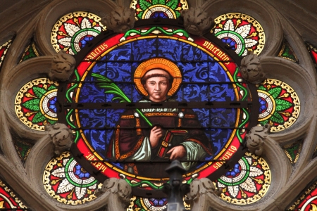 Saint Vincent, stained glass window from Saint Germain-l Auxerrois church, Parisのeditorial素材