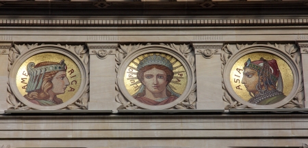 Mosaic on the BNP building in Paris on Nov 11, 2012 in Paris  BNP Paribas S A  is a French global banking group, headquartered in Paris のeditorial素材