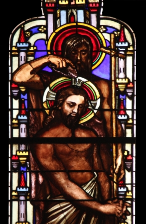 Baptism of the Lord, stained glass window from Saint Germain-l Auxerrois church, Parisのeditorial素材