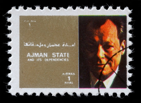 AJMAN - CIRCA 1973  stamp printed by Ajman shows Willy Brand, circa 1973のeditorial素材