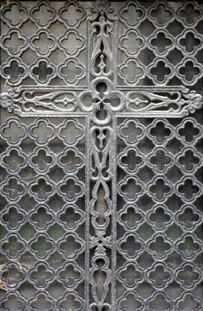 Ornate tomb door in the Pere Lachaise cemetery, Paris