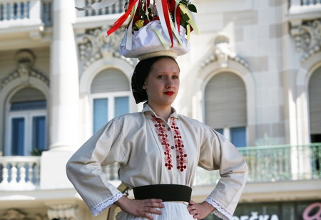 ZAGREB,CROATIA - JULY 17  Members of folk groups Sloga from Veliko Trgovisce in Croatia national costume during the 47th International Folklore Festival in center of Zagreb,Croatia on July 17,2013のeditorial素材
