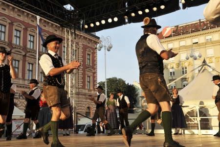 ZAGREB,CROATIA - JULY 19: Members of folk groups Oberes Murtal from Austria during the 47th International Folklore Festival in center of Zagreb,Croatia on July 19,2013のeditorial素材