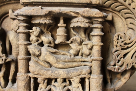 Surya within niche, from 10th century found in Benaras, Uttar Pradesh now exposed in the Indian Museum in Kolkata, on Nov 24, 2012のeditorial素材