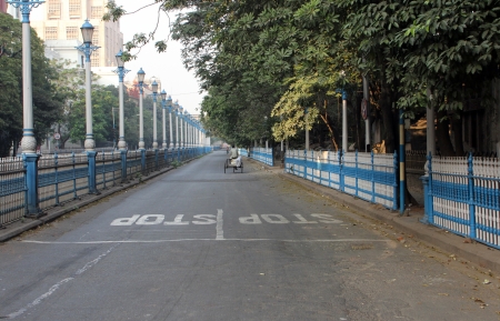 Empty street in Kolkata, West Bengal, Indiaのeditorial素材