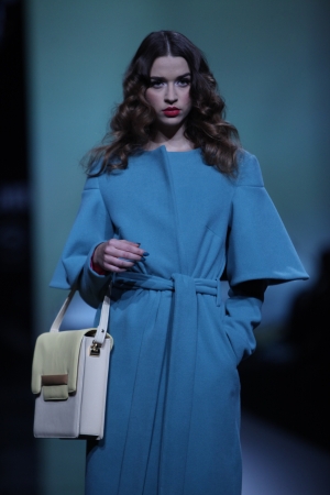 Fashion model wearing clothes designed by Aleksandra Dojcinovic on the  Fashion hr  show on October 16, 2013 in Zagreb, Croatia のeditorial素材