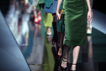 ZAGREB, CROATIA - OCTOBER 16  Fashion model wearing clothes designed by Aleksandra Dojcinovic on the のeditorial素材