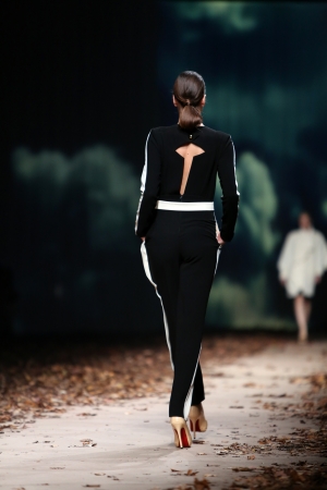 Fashion model wearing clothes designed by Arielo on the Cro a Porter show on October 24, 2013 in Zagreb, Croatia のeditorial素材