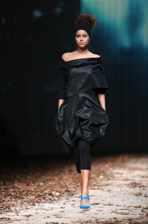 ZAGREB, CROATIA - OCTOBER 25  Fashion model wearing clothes designed by XD Xenia Design on the Cro a Porter show on October 25, 2013 in Zagreb, Croatia のeditorial素材