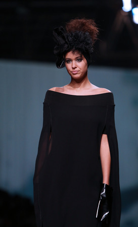 ZAGREB, CROATIA - OCTOBER 25  Fashion model wearing clothes designed by XD Xenia Design on the Cro a Porter show on October 25, 2013 in Zagreb, Croatia のeditorial素材