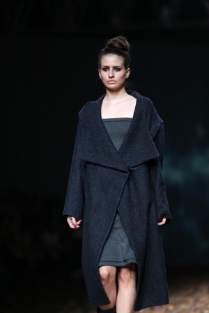 Fashion model wearing clothes designed by Etna Maar on the Cro a Porter show on October 25, 2013 in Zagreb, Croatia.のeditorial素材