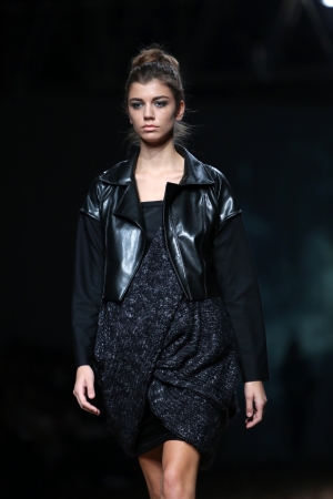 Fashion model wearing clothes designed by Etna Maar on the Cro a Porter show on October 25, 2013 in Zagreb, Croatia.のeditorial素材