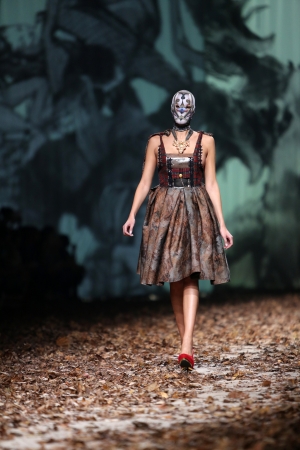 ZAGREB, CROATIA - OCTOBER 26: Fashion model wearing clothes designed by Zigman on the Cro a Porter show on October 26, 2013 in Zagreb, Croatia.のeditorial素材