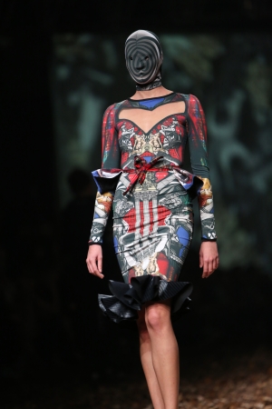 ZAGREB, CROATIA - OCTOBER 26: Fashion model wearing clothes designed by Zigman on the Cro a Porter show on October 26, 2013 in Zagreb, Croatia.のeditorial素材