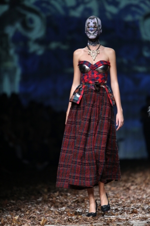 ZAGREB, CROATIA - OCTOBER 26: Fashion model wearing clothes designed by Zigman on the Cro a Porter show on October 26, 2013 in Zagreb, Croatia.のeditorial素材