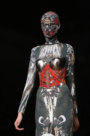 ZAGREB, CROATIA - OCTOBER 26: Fashion model wearing clothes designed by Zigman on the Cro a Porter show on October 26, 2013 in Zagreb, Croatia.のeditorial素材
