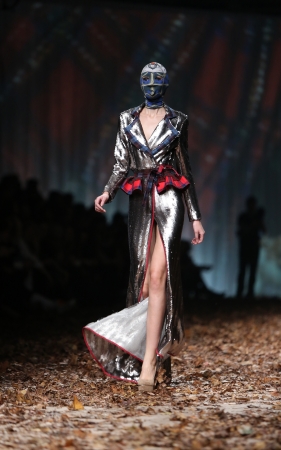 ZAGREB, CROATIA - OCTOBER 26  Fashion model wearing clothes designed by Zigman on the Cro a Porter show on October 26, 2013 in Zagreb, Croatia のeditorial素材