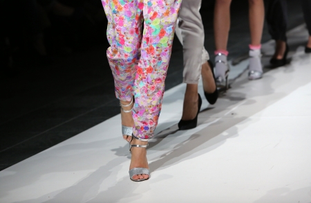 Fashion model wearing clothes designed by Tramp in Disguise on the Zagreb Fashion Week show on November 22, 2013 in Zagreb, Croatia のeditorial素材