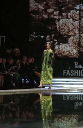 Fashion model wearing clothes designed by Robert Sever on the のeditorial素材