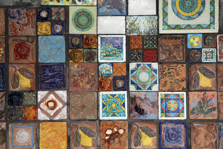 Europe, Italy, Cinque Terre, Riomaggiore  Decorative tiles on wall 