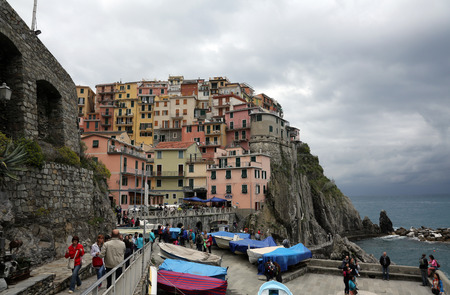 Manarola, Italy, one of the Cinque Terre villagesのeditorial素材