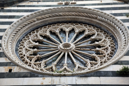 Rosette at the Church of St  John the Baptist in Monterosso, Liguria, Italyの写真素材