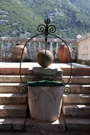 Fragment of Our Lady of the Rock church in Perast, Montenegroの写真素材