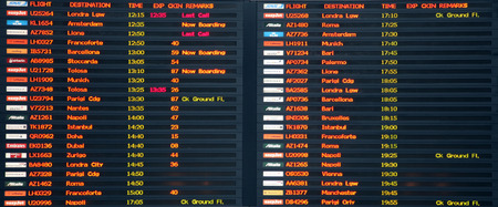 Flight board in Dubai airport, on November 22, 2014 in Venice, Italy  The airport is busy with tourists most of the year のeditorial素材