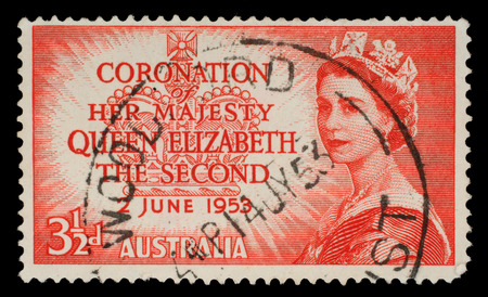 Stamp showing Portrait of Queen Elizabeth 2nd  circa 1953のeditorial素材