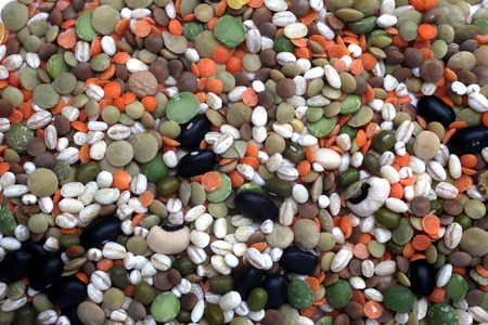 Mix of black and red string bean, lentil, green and yellow peas