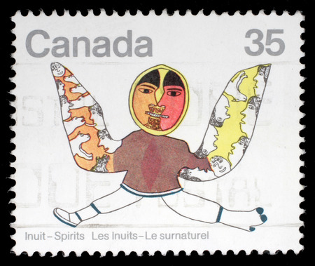 Stamp printed by Canada, shows Spirits by Eskimo Artists, circa 1979のeditorial素材