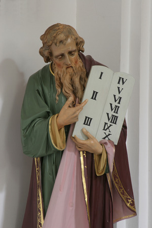 Moses holding the Ten Commandmentsのeditorial素材