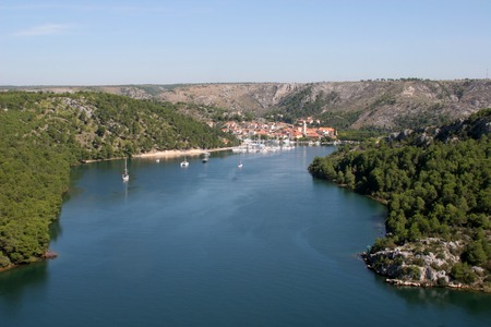 National Park Krka, river Krka, Skradin, Croatiaの写真素材