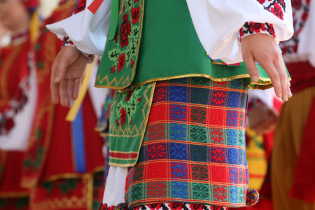 Members of folk group Edmonton  Alberta , Ukrainian dancers Viter from Canada during the 48th International Folklore Festival in center of Zagreb,Croatia on July 17, 2014のeditorial素材