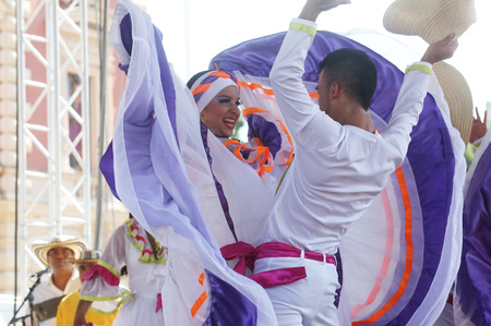 Members of folk group Colombia Folklore Foundation from Santiago de Cali, Colombia during the 48th...