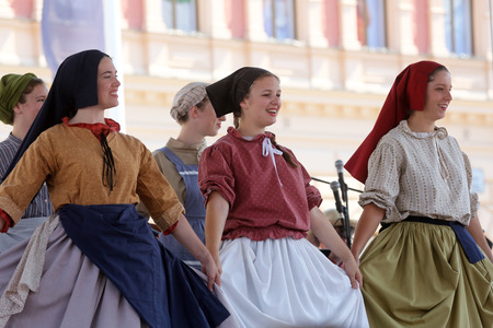 Members of folk group Hasselt  Flanders , Folk Group De Boezeroenen from Belgium during the 48th International Folklore Festival in center of Zagreb,Croatia on July 18, 2014のeditorial素材