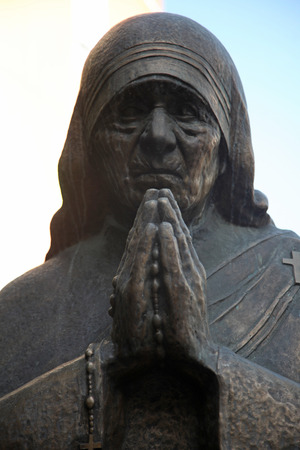 Mother Teresa monument in Skopje on May 18, 2013. Mother Teresa monument Humanitarian Worker and Nobel Prize Winner in Skopje, Macedonia.のeditorial素材
