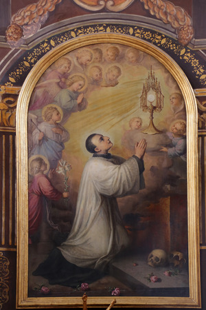 Saint Aloysius, the altarpiece in the church of St. Aloysius in Travnik, Bosnia and Herzegovina on June 11, 2014.のeditorial素材
